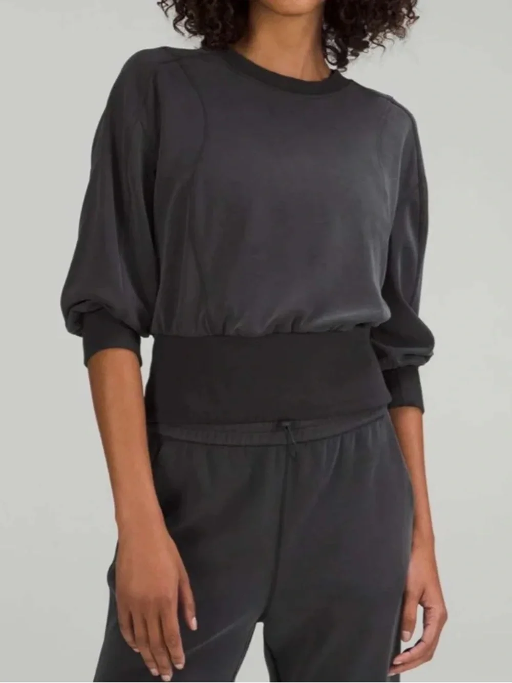 lululemon athletica Charcoal Grey Cropped Pullover Sweatshirt